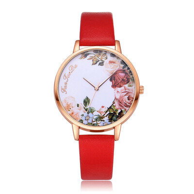 

High Quality Women Watches Flower Bird Pattern Watch Temperament Leather Strap Ladies Quartz Wristwatch Optimal Clock