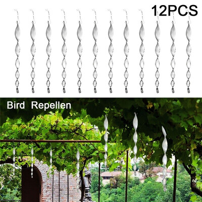 

12pcs 12inch Hanging Bird Repellent Wind Twisting Reflective Scare Rods by Patio Eden Effective&Attractive