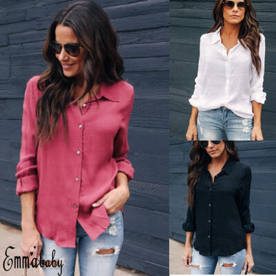 

Fashion Women´s Ladies Long Sleeve Loose Blouse Casual Shirt Summer Tops T-Shirt