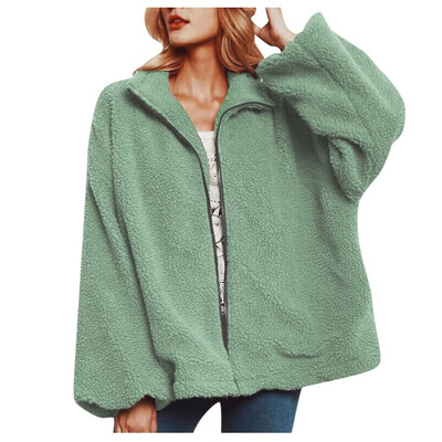 

Toponeto Womens Ladies Warm Faux Wollen Coat Jacket Winter Solid Zipper Outerwear