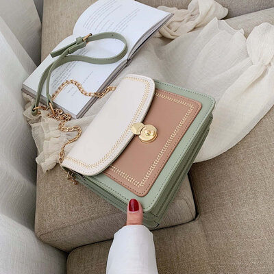 

Summer contrast color bag handbags new wave 2019 Korean version of France niche slung wild fashion chain small square bag