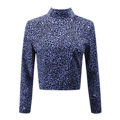 

Women Sexy Stand Collar Back Heart Hollow Decoration Top Popular Casual Long Sleeve Slim T-shirt