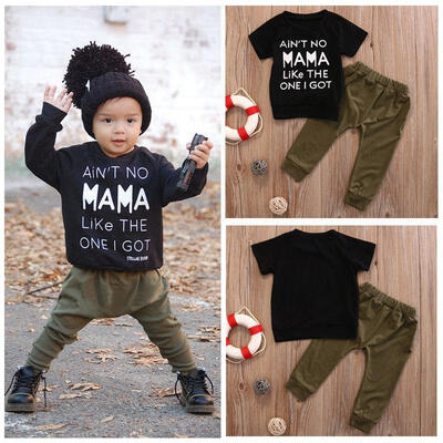 

2PCS Toddler Baby Boys Kids Short Sleeve T-shirtPants Outfit Set Tracksuit 0-3T