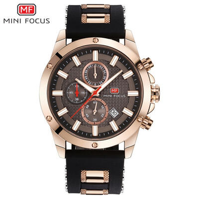 

MINI FOCUS Sports Men Watches Fashion Military Waterproof Chronograph Silicone Quartz Wristwatch MF0089G