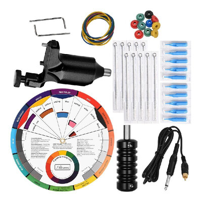 

Tattoo Machine Tool Kit Grips Needles Rubber Band Needle Pads Hook Line Color Wheel Mixing Guide for Tattoo Practice Kit