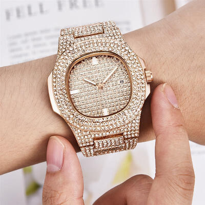 

Fashion Women Gold Watch Luxury Stainless Steel Analog Quartz Wristwatch 2019 Miiinimalist Fill Up Diamond Wathces For Girl
