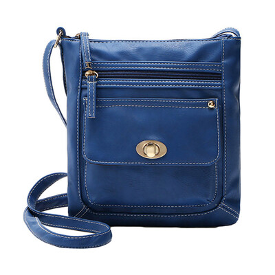 

Vintage Solid Color Women Twist Lock Small Faux Leather Crossbody Shoulder Bag