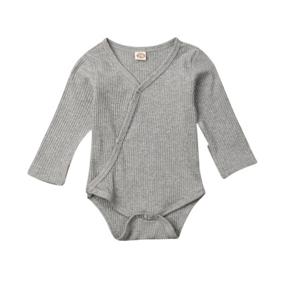 

Newborn Baby Boy Girl Clothes Solid Color Romper Bodysuit Overall Outfits Set