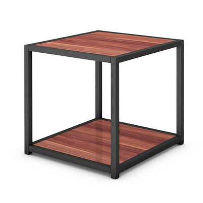 

20" Metal Square Side Table Coffee Stand Bottom with 2-Tier Shelf