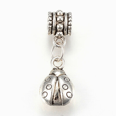 

Tibetan Style Alloy European Dangle Beads Large Hole Pendants Ladybug Antique Silver 26mm Hole 4mm Pendant 14x9x5mm