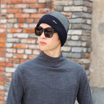 

Men Knitted Beanies Hat Winter Warm Plush Fleeces Lined Dome Thick Knitting Cap Skullies Street Hat Headwear