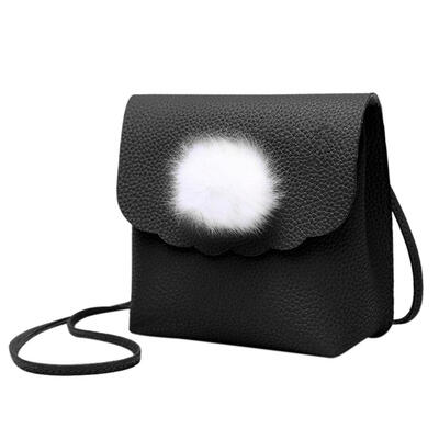 

Mini Shoulder Phone Purse Women PU Leather Hair Ball Flap Messenger Bags