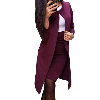 

Women Suit Two Piece Suit Dress Long Sleeve CoatDress Suit