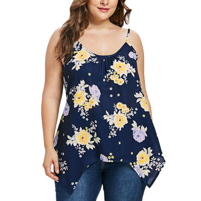 

Roseonmyhand Fashion Women Plus Size Floral Print Cami Top Tank Tops Sleeveless O-Neck Vest