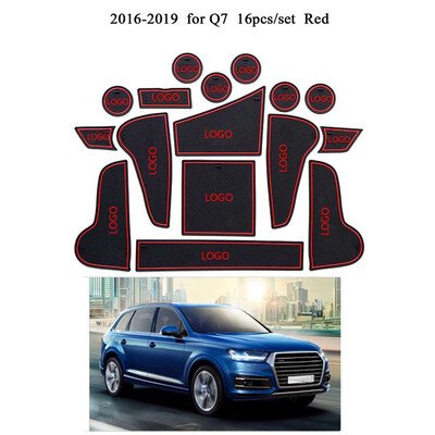 

16pcsset Dustproof Car Gate Slot Mat Decoration Non-slip Door Pad Cup Groove Cushion Replacement For Q7 2016-2019