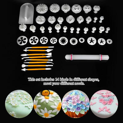 

Greensen 14 Kinds 46PCS Fondant Cutters Molds Cookies DIY Cake Decoration Pastry Baking Decor Tool