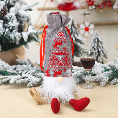 

Gobestart Merry Christmas Santa Wine Bottle Bag Cover Xmas Festival Party Table Decor Gift