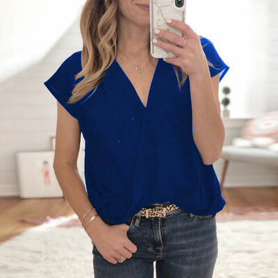 

Starmoon Women Summer V Neck Short Sleeve Shirt Casual Tunic Tops Blouse