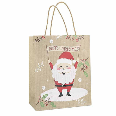 

FUNNYBUNNY Kraft Paper Bag with Handles Portable Christmas Gift Candy Bag Vintage Style Christmas Party Paper Carrier Tote