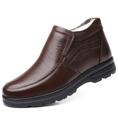 

YONGHENGMEILI Genuine leather high to help mens cotton shoes 7171