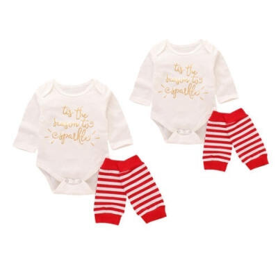 

New Newborn Baby Boy Girl Cotton Tops Romper Leg Warmers Outfit 2Pcs Set Clothes