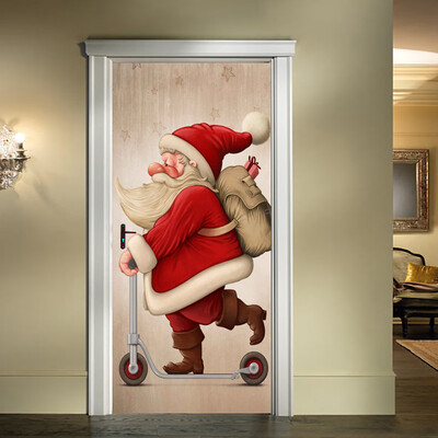 

Tailored Waterproof 3D Santa Claus Christmas Gift Bag Self Adhesive Door Murals Sticke