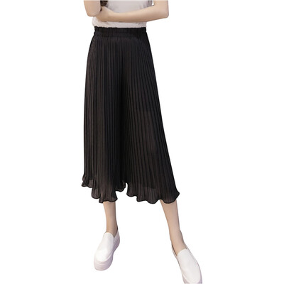 

Fashion Womens High Waist Casual Stretch Pants Wide Leg Solid Pleated Trousers