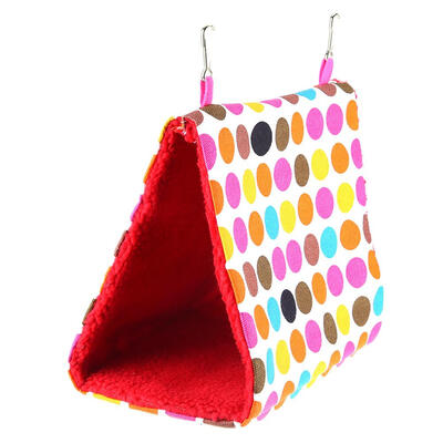 

Colorful Dot Thick Warm Triangle Bird Parrot Hammock Hanging Cage Hut Nest