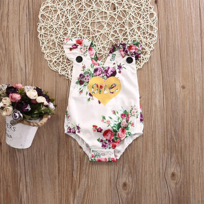 

Newborn Baby Girl Romper Cotton Bodysuit Outfits Sunsuit Headband Clothes