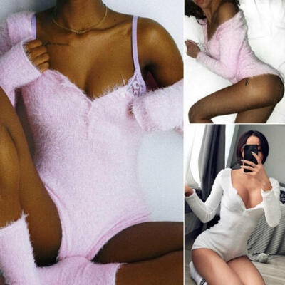 

Autumn New Womens Knitted Jumpsuit Jumper V-Neck Sweater Pullover Ladies Romper Tops