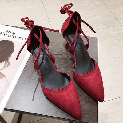 

Roman sandal fairy summer Korean 100-color pointed strap fine&young girls high-heeled shoes