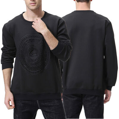 

Men Plain Crew Neck Long Sleeve Basic Hoodie Tee Top Black White Navy Blue -2XL
