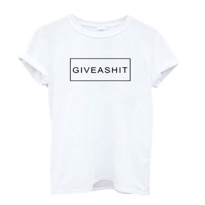 

GIVEASHIT Letter Printed Black White Tshirts Summer Casual Polyester Short Sleeve Tees Tops Brand Loose Couple T-shirt Tops
