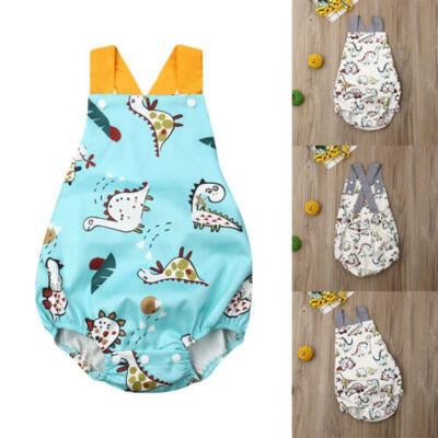 

US Infant Baby Girl Boy Dinosaur Overall Romper Bodysuit Jumpsuit Clothes Outfit