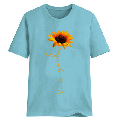 

Starmoon Women Plus Size Sunflower Print Short Sleeved T-shirt Blouse Tops