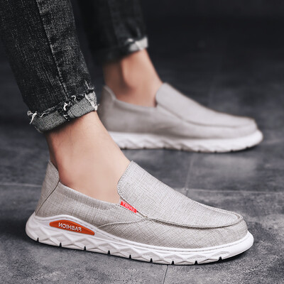 

Summer Trendy Shoes Old Beijing Cloth Shoes One Step on Trendy Canvas Fall Lazy Mens Shoes