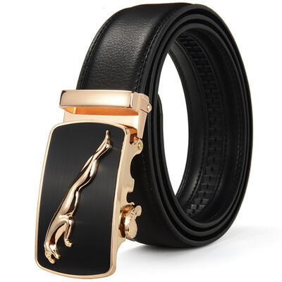 

New mens casual cow genuine leather belts strap male belt golden automatic buckle cinto masculino Business Genuine Leather Belt