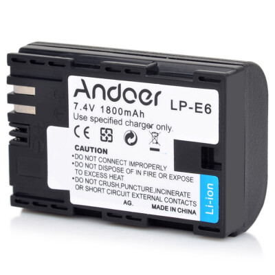 

Andoer LP-E6 Rechargeable Replacement Camera Camcorder Li-ion Lithium Battery Full Coded 1800mAh High Capacity for Canon EOS 5D Ma