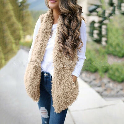 

Luxury Women Oversized Faux Fur Fleece Wool Waistcoat Long Coat Outwear