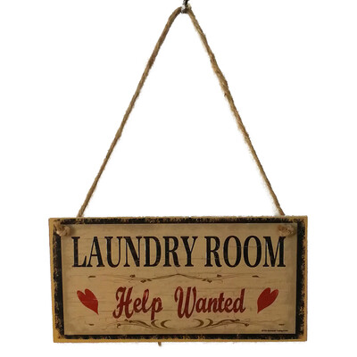

Laundry Room Help Wanted Letters Washhouse Wood Board Wall Hanging Notice Panel Warning Plaque Plank Decor Portable