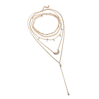 

Boho Minimalist Layered Chain Necklace Women Crystal Pendants Necklace Choker Chocker Jewelry