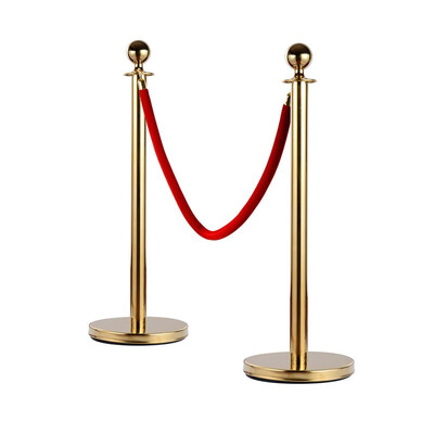 

2Pcs Stainless Steel Stanchion SetPostRope Red Velvet Velour VIP Queue Barrier