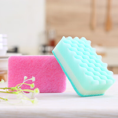 

Jiajie kitchen with decontamination&easy to clean wave sponge scouring pad clean dish towel color rag non-stick oil 2 piece JJ-001