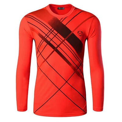 

Outdoor Sports Stripe Polyester Quick Drying Long Sleeve Mens T Shirt Fitness Cycling Moisture-Wicking Slim Fit T-Shirt