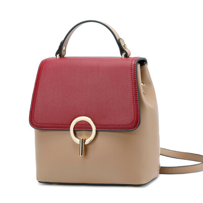 

REALER women backpack small spilt leather backpack for women school backpack for teenager girls panelled shoulder bag