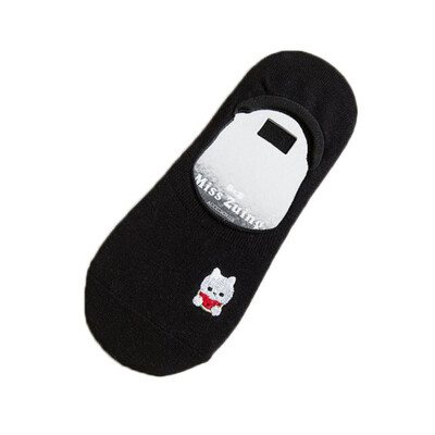 

Women Embroidered Cute Animal Low To Help Summer Cotton Silicone Non-Slip Invisible Boat Socks