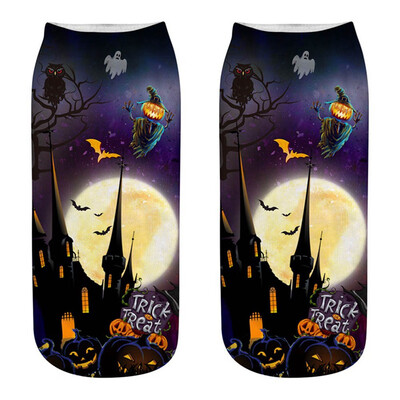 

New Funny Happy Halloween Socks 3D Printed Woman Socks Pumpkin Lantern Pattern Short Socks Party Supplies Harajuku Ankle Socks