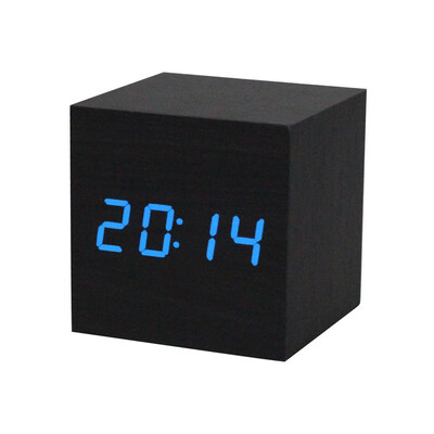 

Siaonvr Digital LED Black Wooden Wood Desk Alarm Brown Clock Voice Control BU