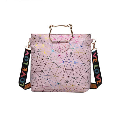 

Geometric Print Cat Laser Shoulder Handbags Women PU Leather Crossbody Bags