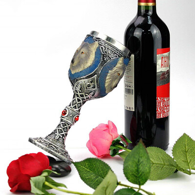 

Siaonvr Stainless Steel Wolf Goblet EZESO Resin 3D Wolf Coffee Cup Stainless Steel Tea